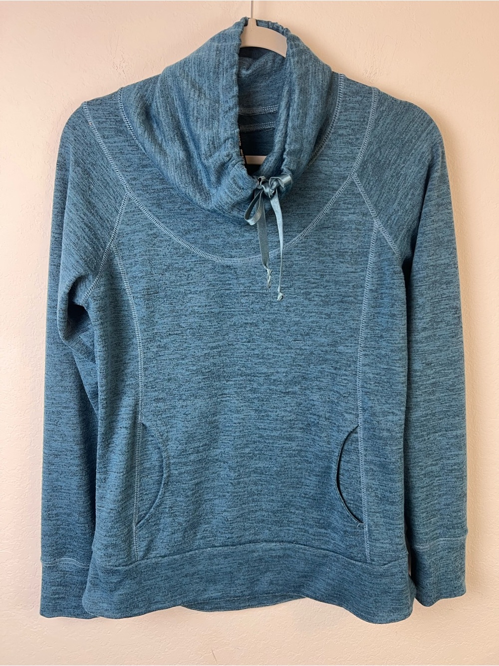 KUHL Teal Blue Heather Funnel Neck Hoodie Outdoor Hiking Activewear Sweatshirt